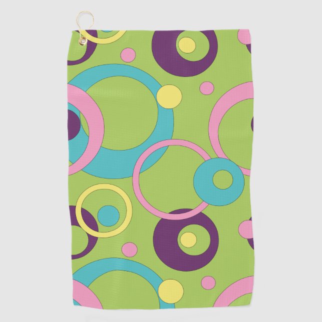 Funky Green Circles Golfhandtuch (Vorderseite)