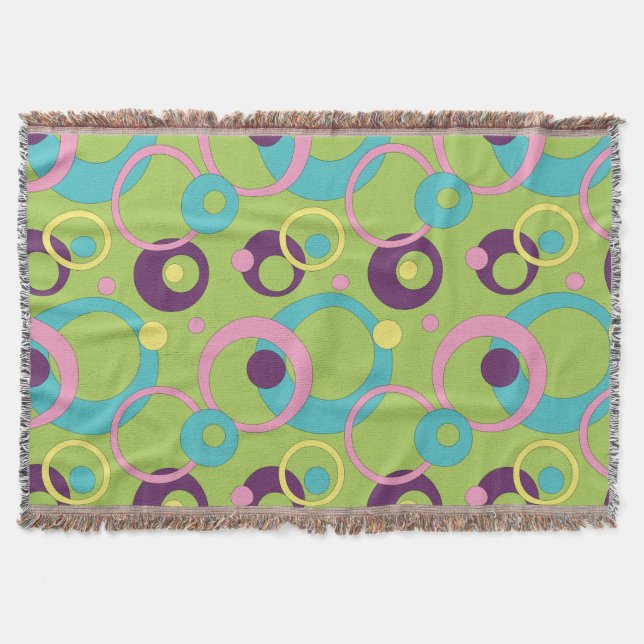 Funky Green Circles werfen Blanket Decke (Vorderseite)