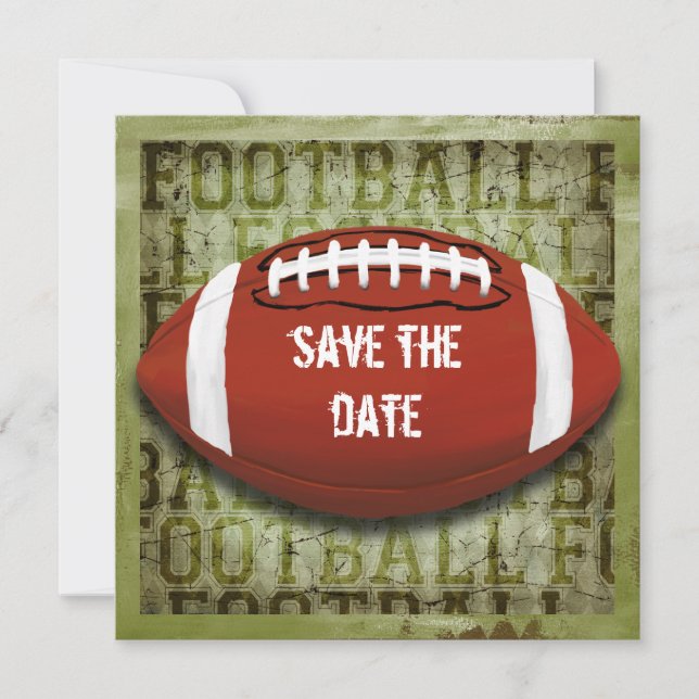 Funky Green Grunge Football Save The Date (Vorderseite)