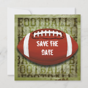Funky Green Grunge Football Save The Date