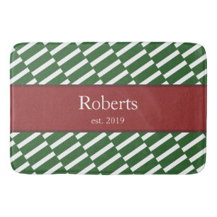 Funky Green Pattern Family Name and Year Modern Badematte