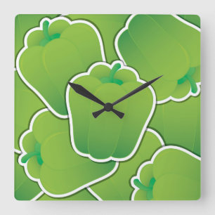 Funky green Pfeffer Quadratische Wanduhr