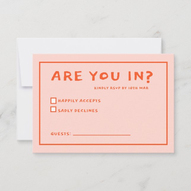 Funky Green Pink Red Funky UAWG RSVP Karte (Vorderseite)