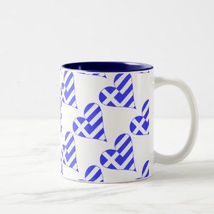 Funky Griechische Flagge Herz gekachelt Zweifarbige Tasse