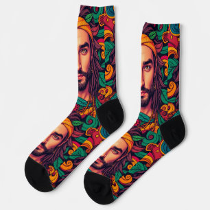 Funky groovy farbenfrohe schöne männliche Abbildun Socken