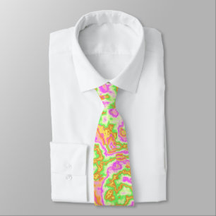 Funky Groovy Retro Bold Neon Hippie Trippy Marble Krawatte