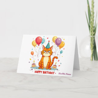 Funky Grumpy Chat Carte d'anniversaire - Surcharge