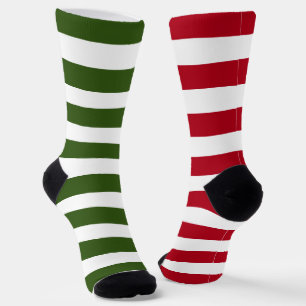 Funky Grün und Weiß gestreift Weihnachten Socken