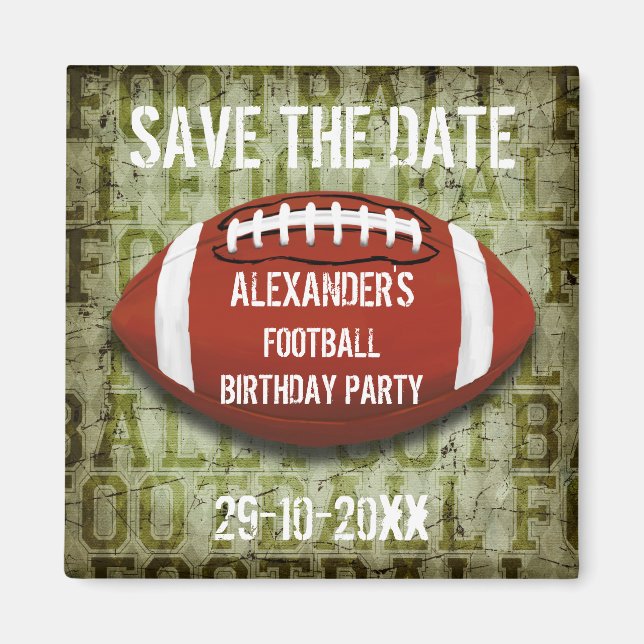 Funky grüner Grunge-Fußball Save the Date Magnet (Vorne)