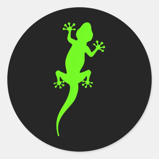 Funky Grüner Klettergecko  Runder Aufkleber (Vorderseite)