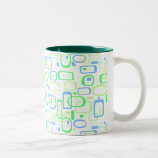 Funky grünes Retro-Muster Zweifarbige Tasse