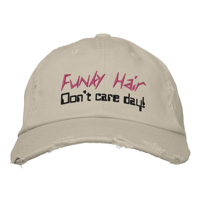 Funky Hair Spaß Coral Black Bestickte Baseballkappe (Vorderseite)