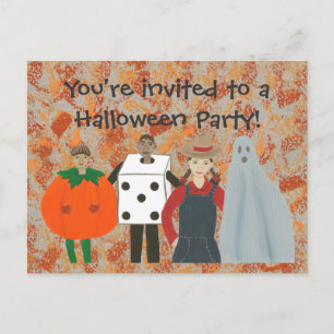 Funky Halloween Costume Party Einladung Postkarten