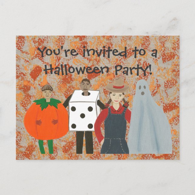 Funky Halloween Costume Party Einladung Postkarten (Vorderseite)