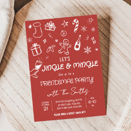 Funky Hand Drawn Jingle und Mingle Christmas Party Einladung