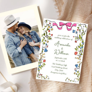 Funky Hand Drawn Scribble Retro Wedding Einladung