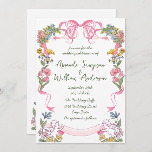 Funky Hand Drawn Scribble Retro Wedding QR Code Einladung