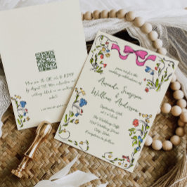 Funky Hand Drawn Scribble Retro Wedding QR Code Einladung