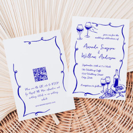 Funky Hand Drawn Scribble Retro Wedding QR Code Einladung