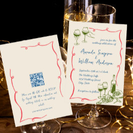 Funky Hand Drawn Scribble Retro Wedding QR Code Einladung