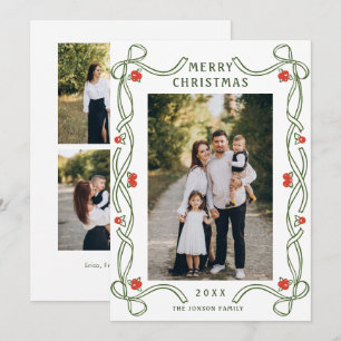 Funky Hand Drawn Whimsical Retro Christmas 3 Foto Feiertagskarte