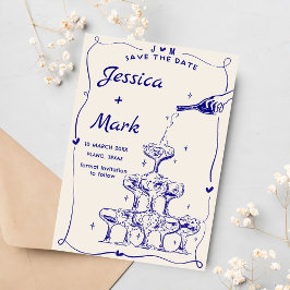 Funky Hand gezeichnete Champagne Wedding Save the Einladung