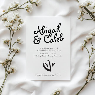 Funky handschriftliche Schreibmaschinen-Hochzeit Einladung