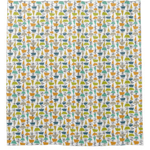 Funky Hanging Squares & Triangle Mitte Jahrhundert Duschvorhang