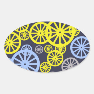 Funky Happy Rad Kreis Muster Produkt Ovaler Aufkleber