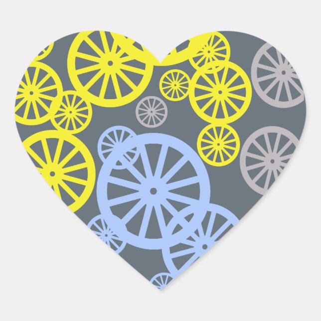 Funky Happy Wheel Muster Herz-Aufkleber (Vorderseite)