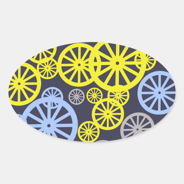 Funky Happy Wheel Muster Ovaler Aufkleber (Vorderseite)