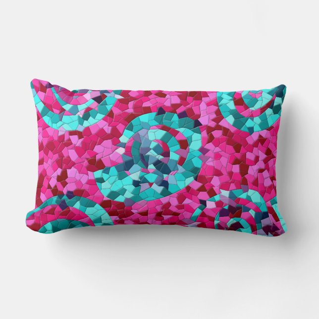 Funky heißes Rosa-aquamariner blauer Lendenkissen (Vorderseite)