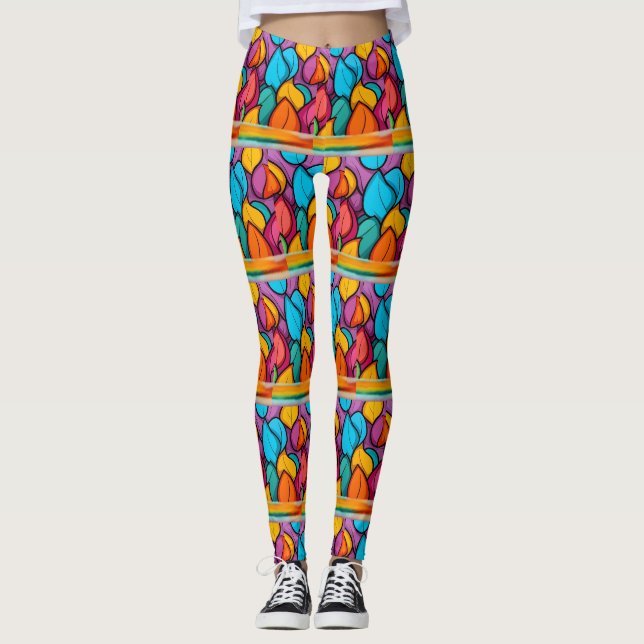 Funky helle und lustige Yoga-Hosen in langer Länge Leggings (Vorderseite)