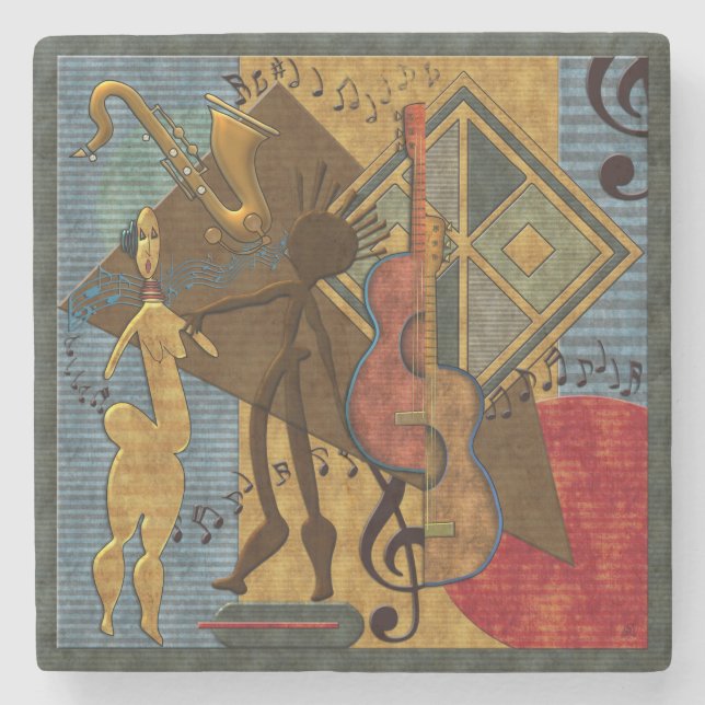 Funky Hot Jazz Marble Steinuntersetzer (Vorderseite)