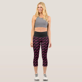 Funky Hot Pink Imitate Glitzer Gymnastik Queen Tex Capri Leggings