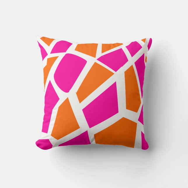 Funky Hot Pink Orange Giraffe Print Girl Pattern Kissen (Vorderseite)