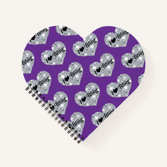 Funky Imitats diamant I Liebe Bling Design auf lil Notizbuch (Vorderseite)