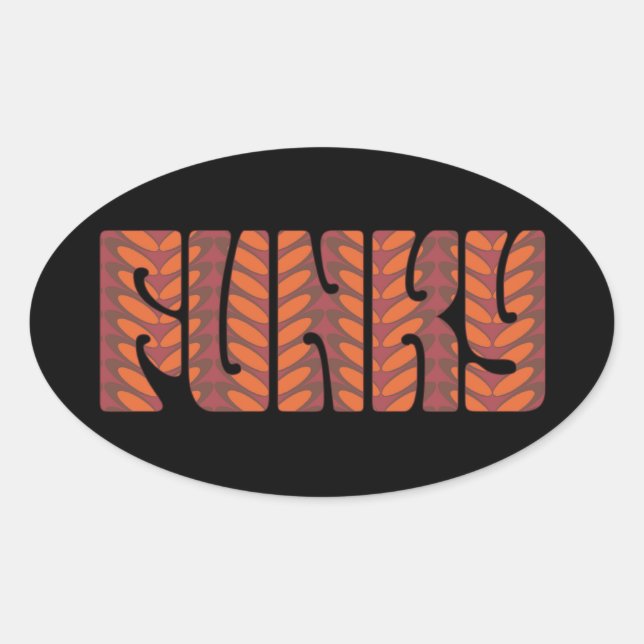 Funky (in rot) ovaler aufkleber (Vorderseite)