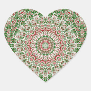 Funky Intricate Eclectic Boho Hippie Xmas Mandala Herz-Aufkleber