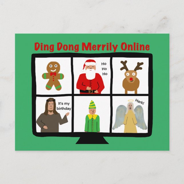 Funky Jesus zoom pun Noël Holiday Carte postale (Devant)