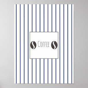 Funky Kaffebohnen Teller Blau Streifen Poster