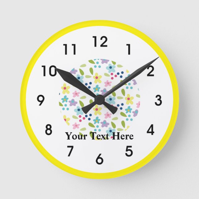 Funky Kleine Blume Runde Wanduhr (Vorderseite)
