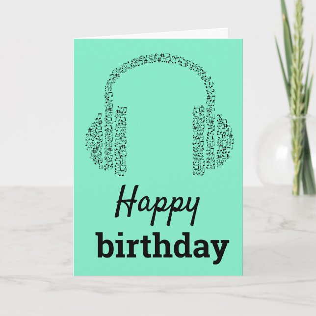 Funky Kopfhörer DJ Music Happy Birthday Karte (Vorderseite)