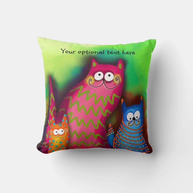 Funky Künstlerisch Colorful Cat Throw Kissen (Vorderseite)