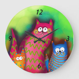 Funky Künstlerische Cat Wall-Uhr Große Wanduhr