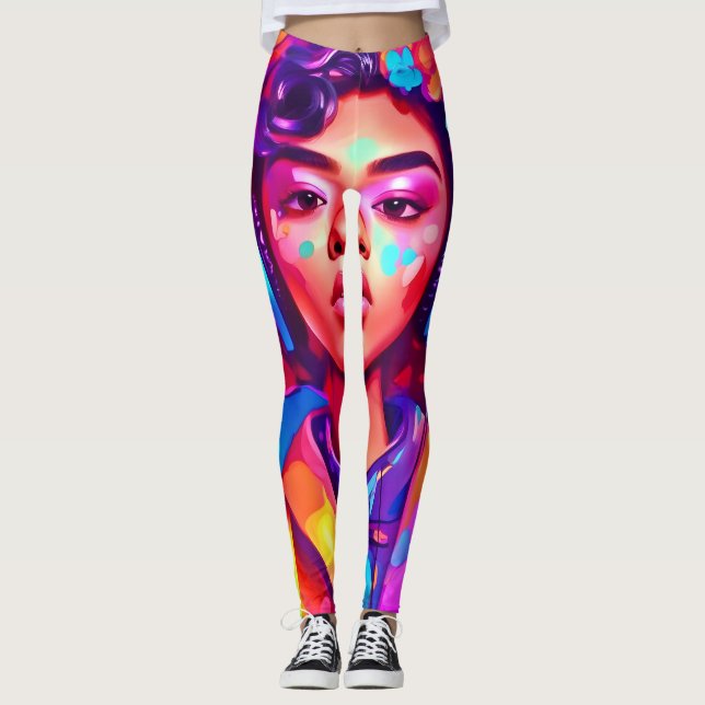 Funky Lady Digital Artwork Leggings (Vorderseite)