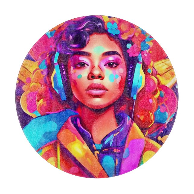 Funky Lady Digital Artwork Schneidebrett (Vorderseite)