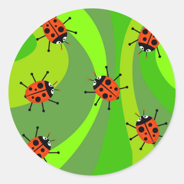 Funky Ladybugs Runder Aufkleber (Vorderseite)