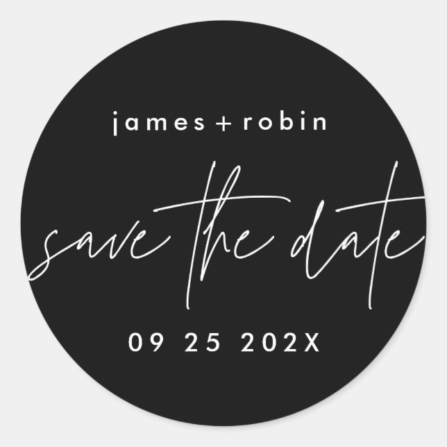 Funky Lässig Onyx Black Elegant Moderne Runder Aufkleber (Vorderseite)