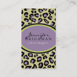 Funky Leopard Print Business Card: lila/grün Visitenkarte